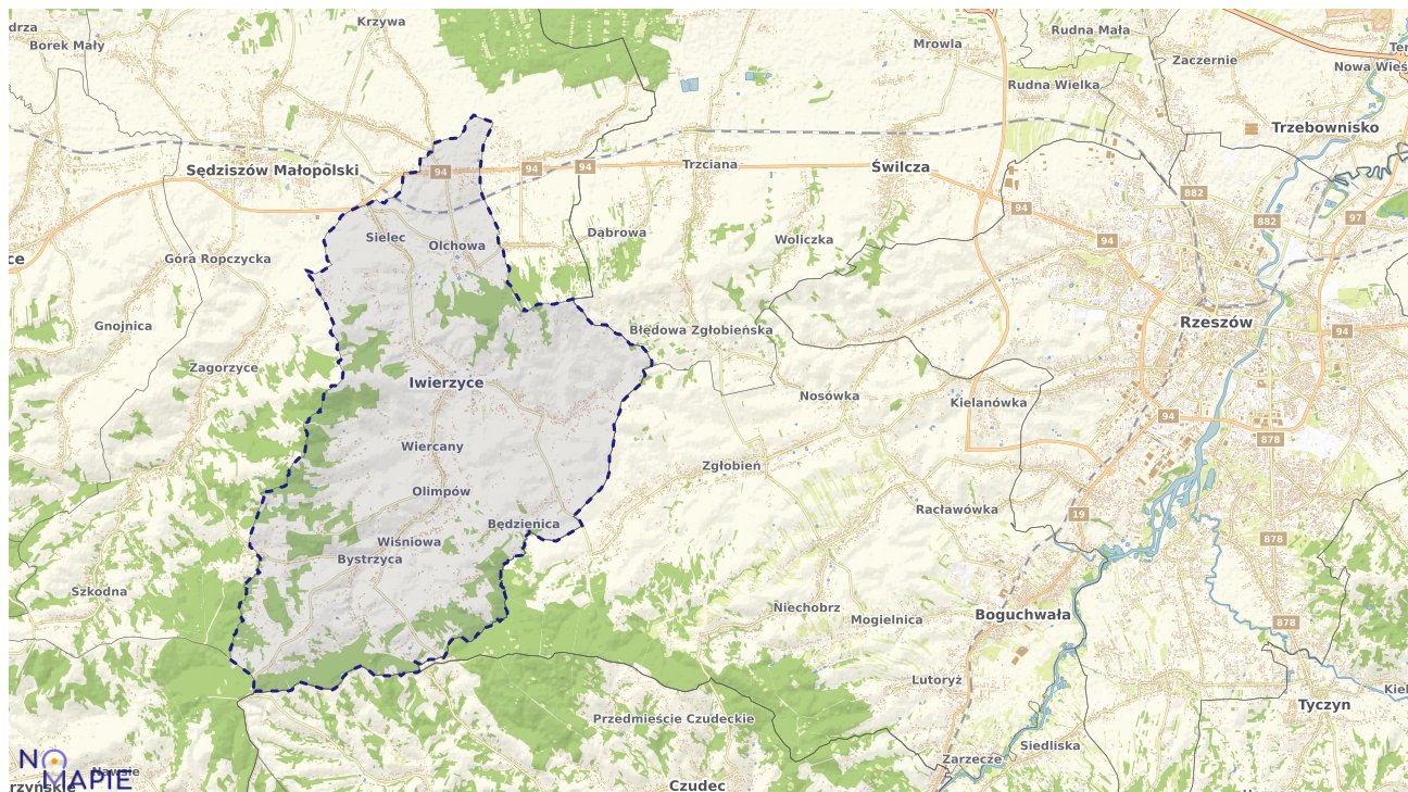 Mapa obszarów ochrony przyrody Iwierzyc