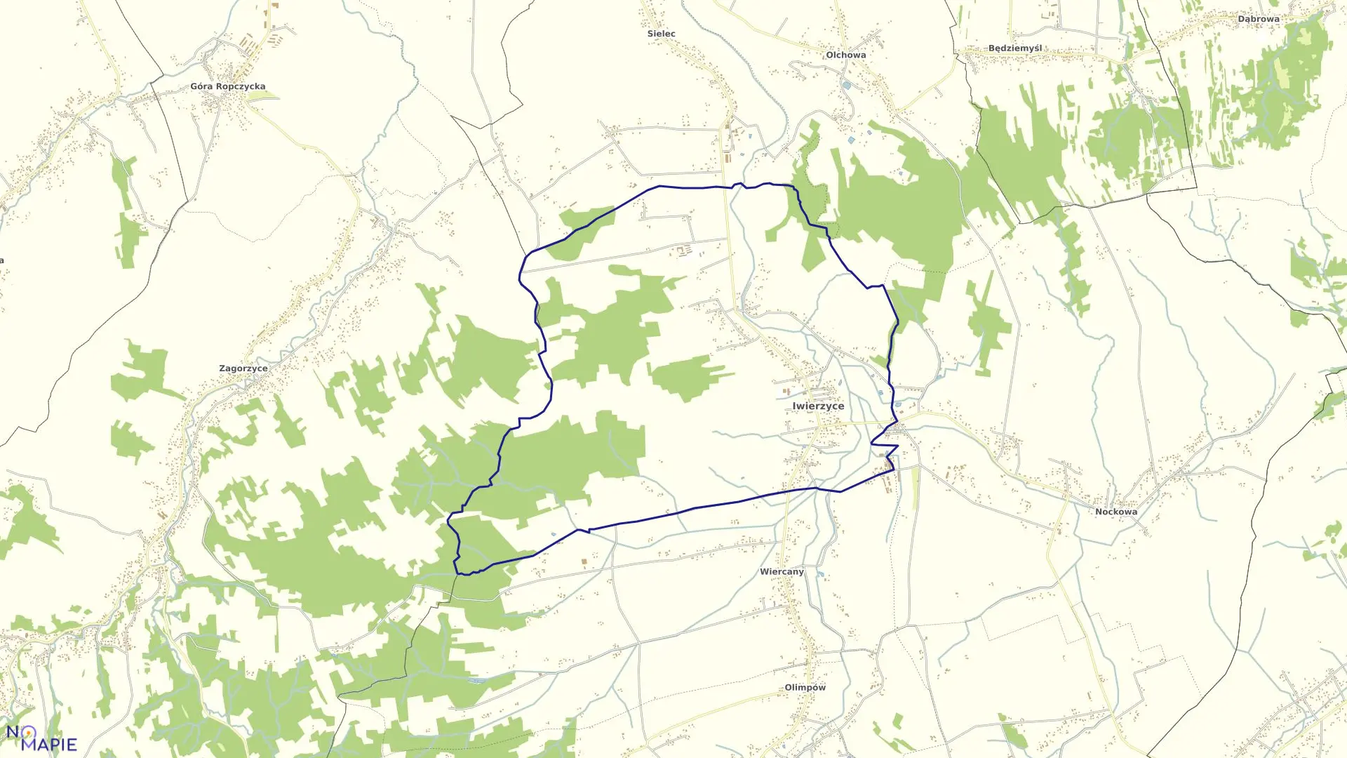 Mapa obrębu IWIERZYCE w gminie Iwierzyce