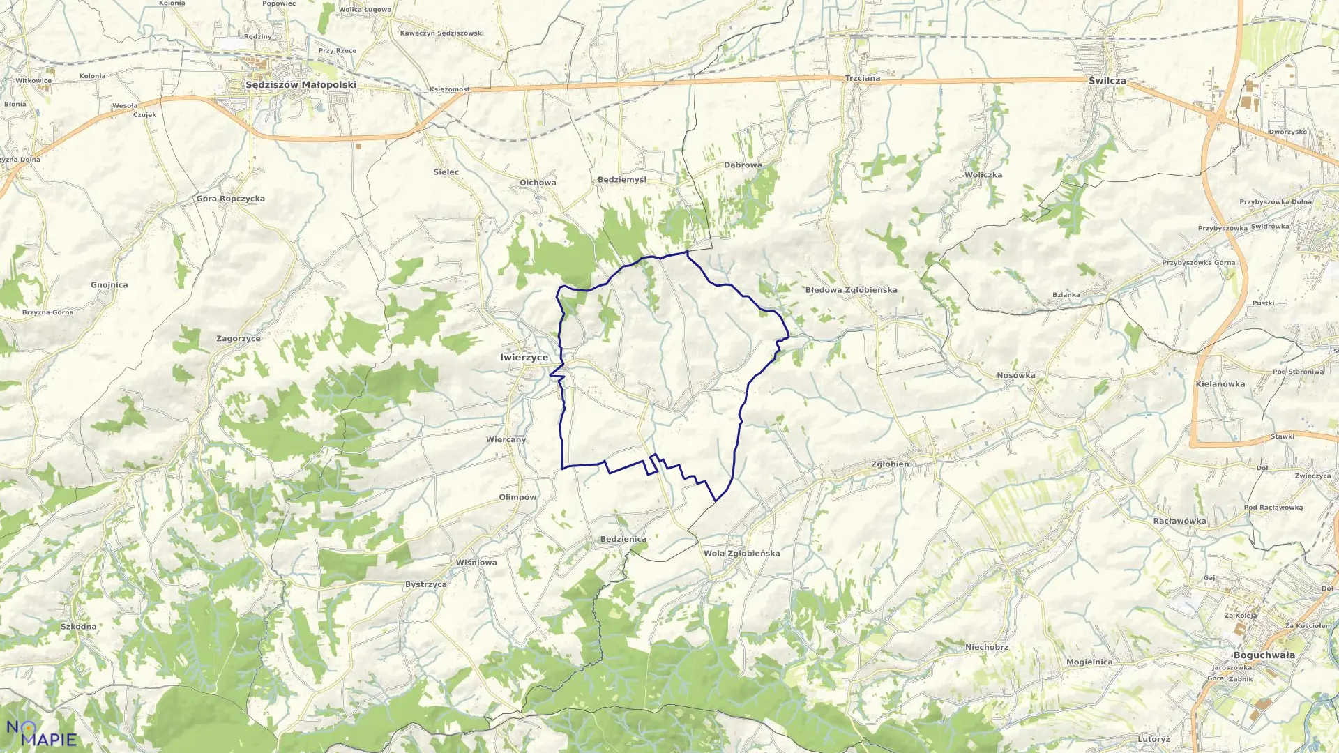 Mapa obrębu NOCKOWA w gminie Iwierzyce