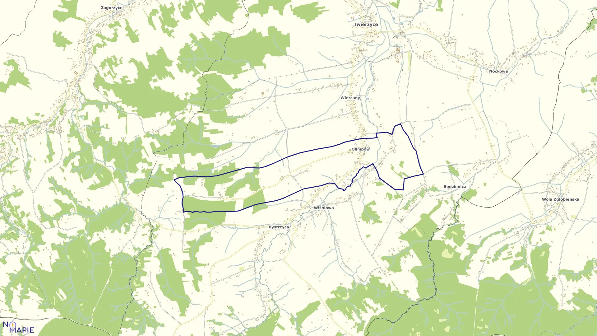 Mapa obrębu OLIMPÓW w gminie Iwierzyce