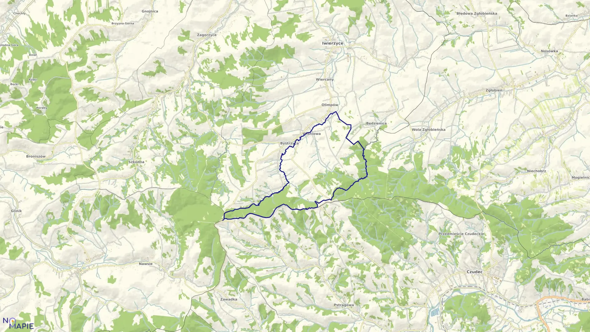 Mapa obrębu WIŚNIOWA w gminie Iwierzyce